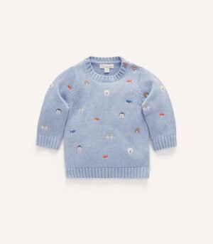 Snowy Embroidered Jumper – Cozy Winter Sweater for Casual Everyday Wear
