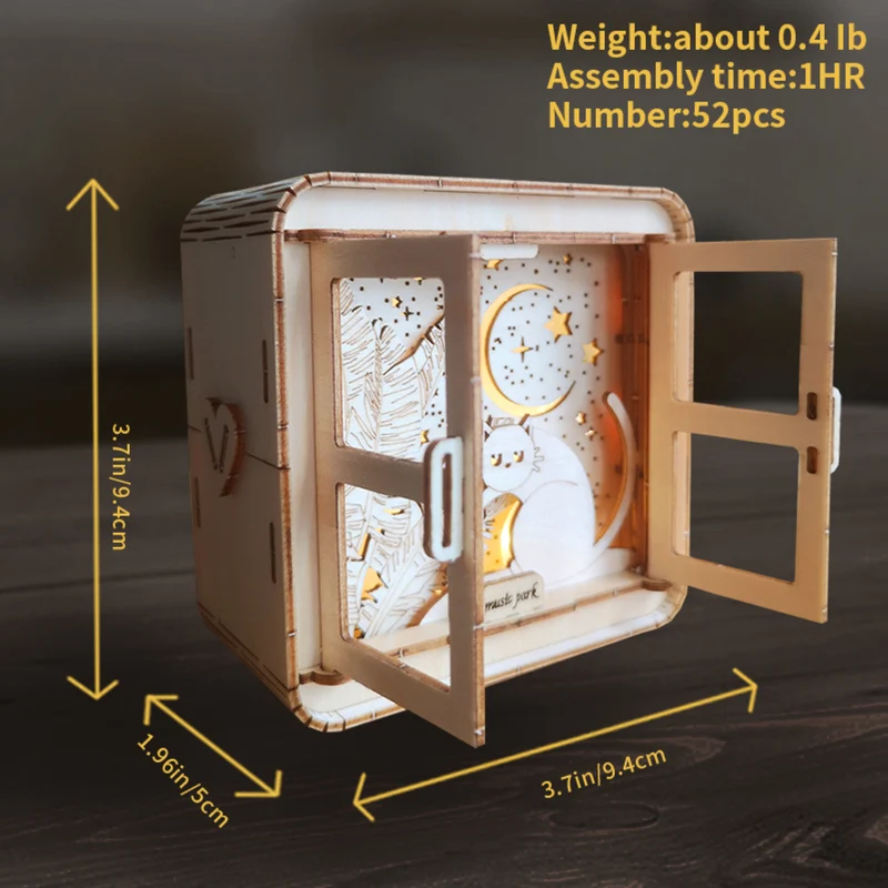 Sales Are Prohibited On The TEMU And SHEIN -MUSIC PARK 3D Wooden Puzzles Cat Model Kit Night Lights Desk Decorations Birthday Christmas Gifts For Women Age14