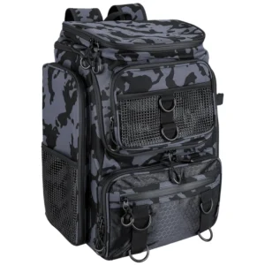 42L 11Gal Fishing Backpack Large Capacity Fishing Tackle Storage Bag With Rod Holders 16 Pocket Water-Resistant With Divider Adjustable Padded Straps For Fishing Gear Outdoor Camping Hiking