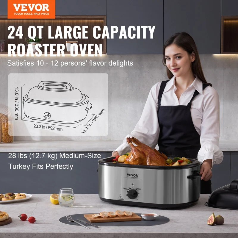 24-Qt Electric Roaster Oven with Rack - Image 4