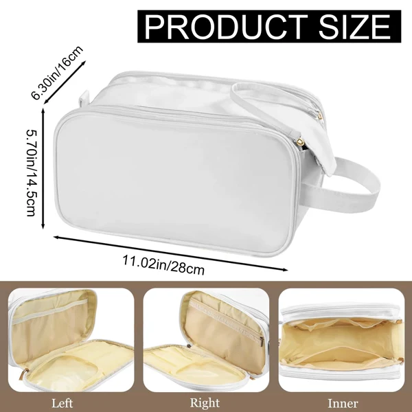 Large Capacity Cosmetic Organizer ,Travel Makeup Bag Organizer, Large Capacity Toiletry Bags For Traveling, Flat Open Waterproof PU Leather Cosmetic Bag With Compartments And Handles