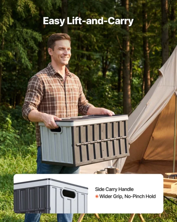 Plastic Collapsible Storage Bins With Lids, 65L 3 Packs, Stackable Folding Storage Crates With Handles, Holds 84 Lbs Per Bin, Heavy Duty Containers, Space-Saving Baskets, For Home Organizing