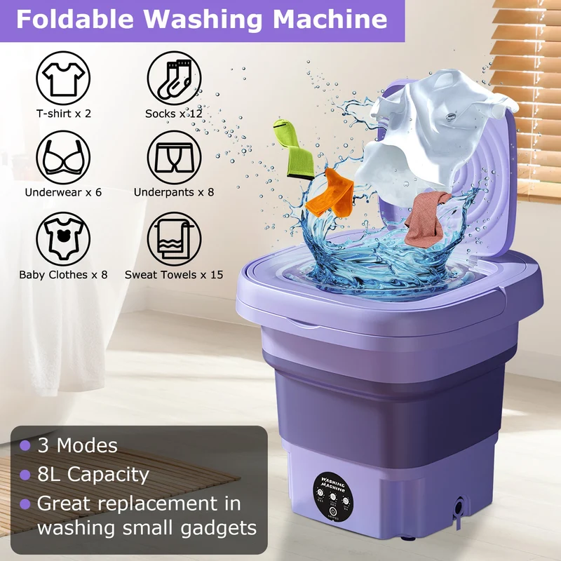 Portable Foldable Washing Machine with 3 Modes - Image 3