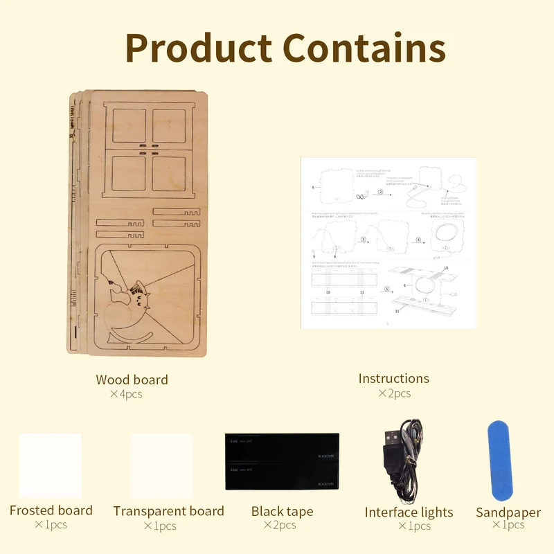Sales Are Prohibited On The TEMU And SHEIN -MUSIC PARK 3D Wooden Puzzles Cat Model Kit Night Lights Desk Decorations Birthday Christmas Gifts For Women Age14