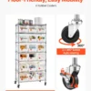 7-Tier Rolling Bin Storage Rack, 18 Organizer Bins, Bin Rack Storage Steel Wire Shelving System With Wheels, Mobile Tool Organizer For Garage, Warehouse, Office, Restaurant, Classroom, Kitchen