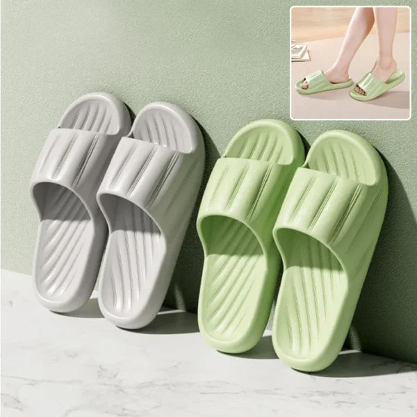 708a65ac-5591-4769-a9c1-07b366bbf58d Fashion Solid Color Striped Home Slippers Summer Thick Bottom Non-slip Bathroom Slipper Women Men Couples Shoes