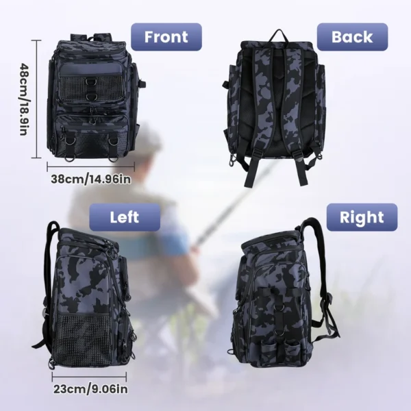 77f1b80a-155f-443f-b405-7fb58887426c 42L 11Gal Fishing Backpack Large Capacity Fishing Tackle Storage Bag With Rod Holders 16 Pocket Water-Resistant With Divider Adjustable Padded Straps For Fishing Gear Outdoor Camping Hiking