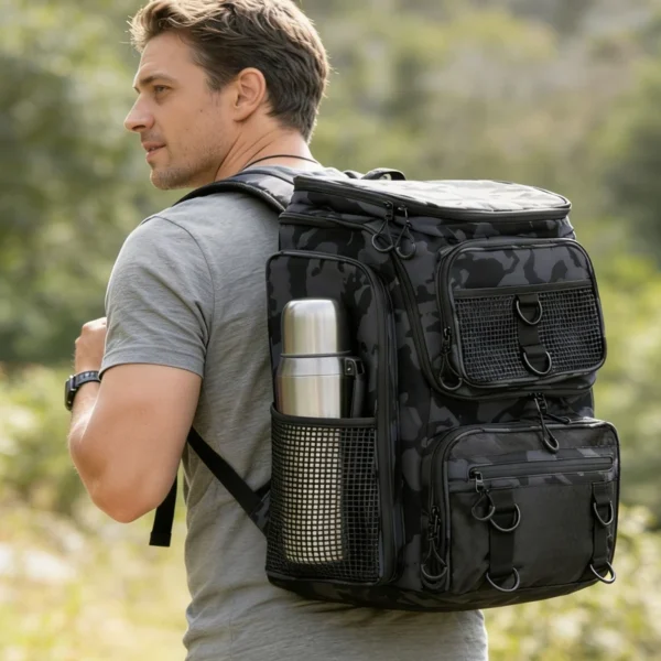81fc9162-2885-4ba1-b071-2e30b9bce3f4 42L 11Gal Fishing Backpack Large Capacity Fishing Tackle Storage Bag With Rod Holders 16 Pocket Water-Resistant With Divider Adjustable Padded Straps For Fishing Gear Outdoor Camping Hiking