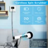 1Pc Electric Spin Scrubber Cordless Rechargeable Telescopic Cleaning Brush 8 Replaceable Heads 2 Speed Adjustable Extension Arm Bathroom Tub Tile Floor