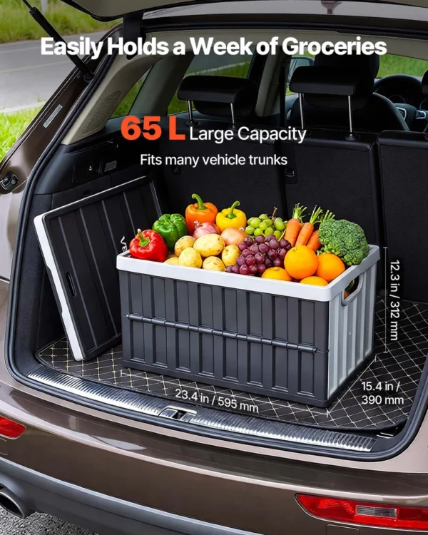 Plastic Collapsible Storage Bins With Lids, 65L 3 Packs, Stackable Folding Storage Crates With Handles, Holds 84 Lbs Per Bin, Heavy Duty Containers, Space-Saving Baskets, For Home Organizing