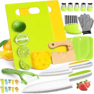 28-Piece Kids Kitchen Knife Set with Board