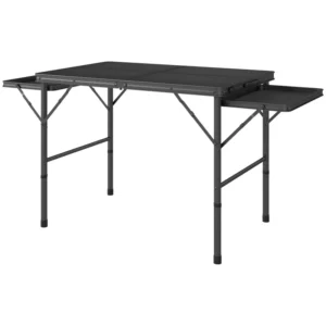940fdf09-38e8-4bc5-bff5-8036352c7c80 Folding Camping Table, 4.5ft Portable Table with 2 Wing Panels, Height Adjustable Metal Picnic Table