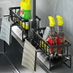 Kitchen Sink Caddy with Sponge & Dishcloth Storage