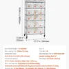 7-Tier Rolling Bin Storage Rack, 18 Organizer Bins, Bin Rack Storage Steel Wire Shelving System With Wheels, Mobile Tool Organizer For Garage, Warehouse, Office, Restaurant, Classroom, Kitchen