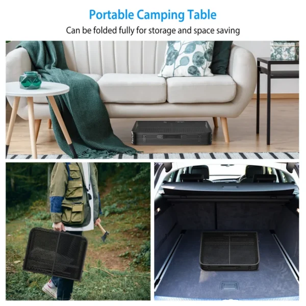 1Pc Foldable Camping Table Collapsible Picnic Aluminum Alloy Grill Stand 88LBS Max Load Height Adjustable BBQ Table