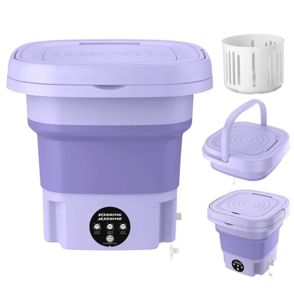 d8f45938-96d4-4781-9b72-8885099c07cb 1Pc Portable Washing Machine Foldable Laundry Machine With Detachable Drain Basket 3 Modes Electric Clothes Washer For Underwear Socks Towels Baby Clothes