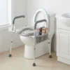 de23366d-cab7-4cc3-8610-75bcd56dd31c Adjustable Raised Toilet Seat (25.5"-28" Width X 27"-31" Height), 300LBS Capacity With Armrests & Storage Pouch