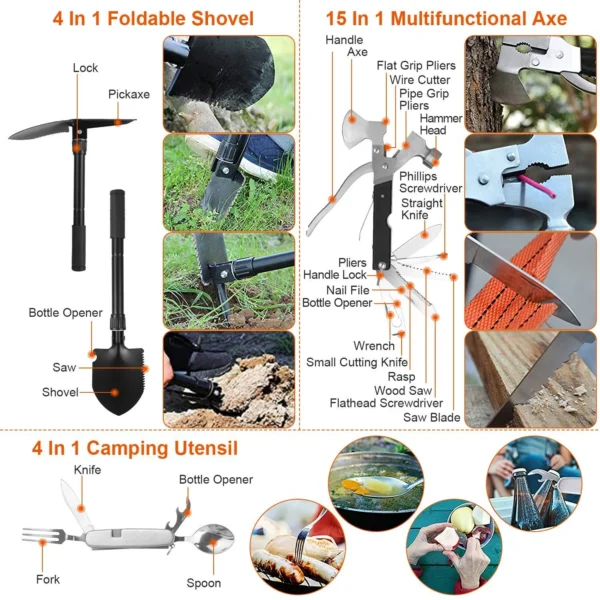 125 In 1 Survival Kit, Professional Survival Equipment, Equipment, Tools, First Aid Supplies, For SOS Emergency Tactical Hiking, Hunting, Disaster, Camping Expedition