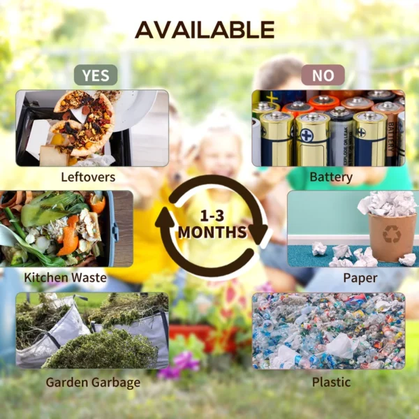 e04ea308-47fb-4b33-b48c-1d357c623bdc Dual Chamber Compost Tumbler Bin, Outdoor Tumbling Composter with 24 Ventilation Openings and Steel Legs, 34.5 Gallon