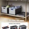 Plastic Collapsible Storage Bins With Lids, 65L 3 Packs, Stackable Folding Storage Crates With Handles, Holds 84 Lbs Per Bin, Heavy Duty Containers, Space-Saving Baskets, For Home Organizing