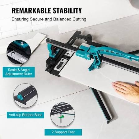 Manual Tile Cutter, 48 Inch, Porcelain Ceramic Tile Cutter With Tungsten Carbide Cutting Wheel, Infrared Positioning, Anti-Skid Feet, Double Rails For Professional Installers Or Beginners