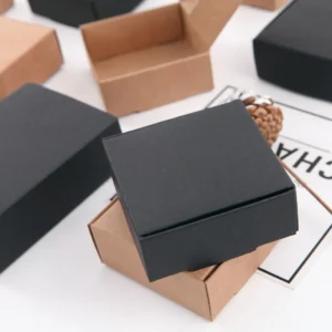 1618190214228 Black Kraft Paper Jewelry Box – Small Cardboard Gift & Jewelry Packaging Box