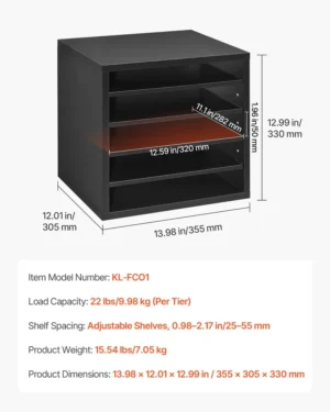 310b1969-3991-42fc-a5ab-e38022405819 Black Wooden Literature Organizer – 5 Compartments Office Mailbox with Adjustable Shelves and MDF Construction