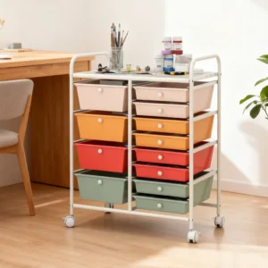 12-Drawer Utility Rolling Cart – Multi-Purpose Mobile Storage Organizer