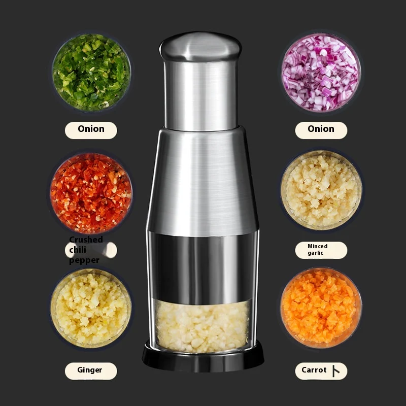 Manual Vegetable Chopper & Garlic Press – Multi-Purpose Kitchen Garlic Squeezer Gadget